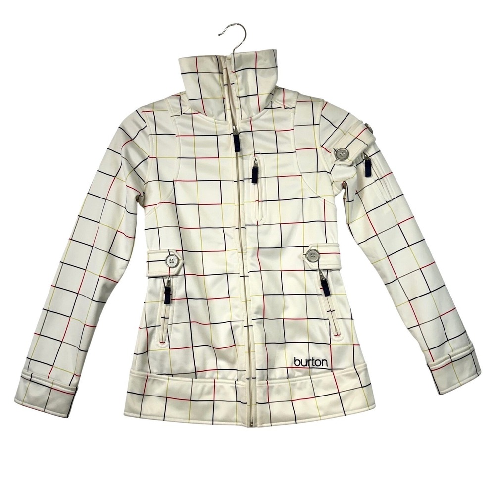 Burton Women's XS Dryride Ski Snowboard Jacket Cream Grid Y2K - Picture 2 of 13